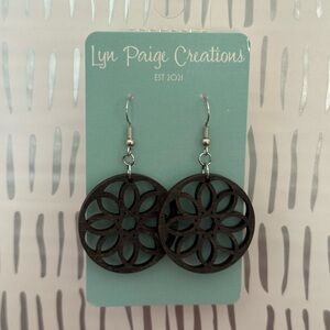 Wooden Black Circular Earrings